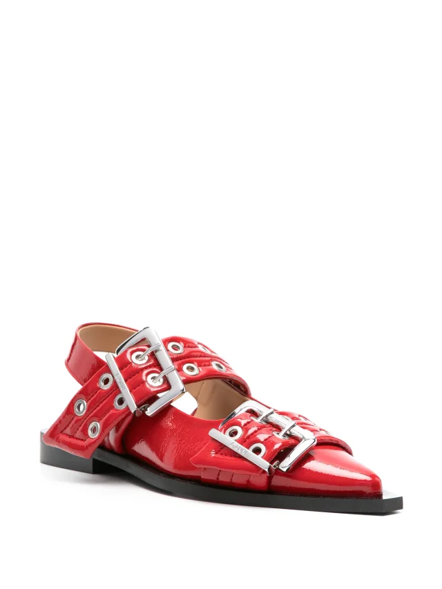 GANNI Wide Welt buckled ballerina shoes, photo 2 of 2 from FARFETCH