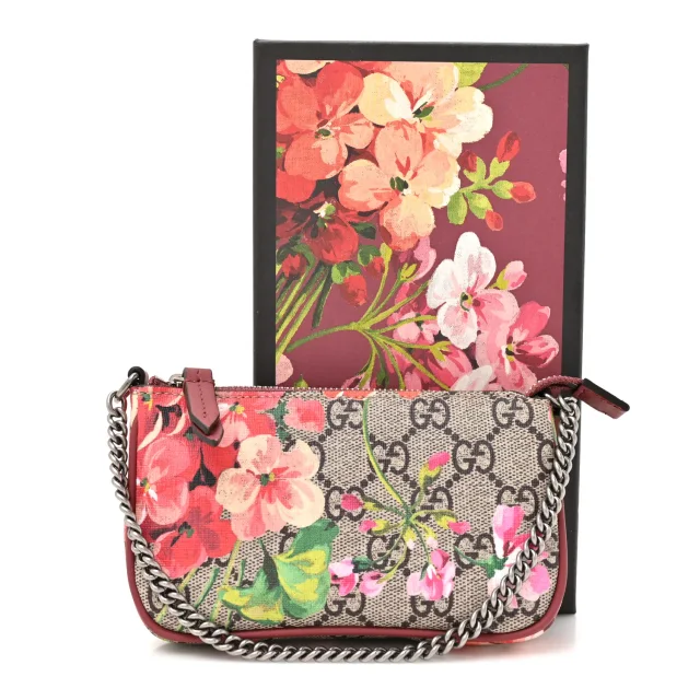 Gucci GG Supreme Monogram Blooms Mini Chain Bag Beige Multicolor Dry Rose in Beige Coated canvas from FASHIONPHILE, photo 11 of 11