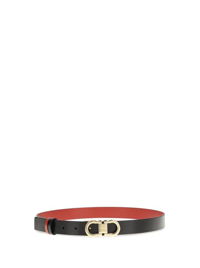 Ferragamo Gancini Belt — Black Calf Leather in Black Calfskin from HEWI