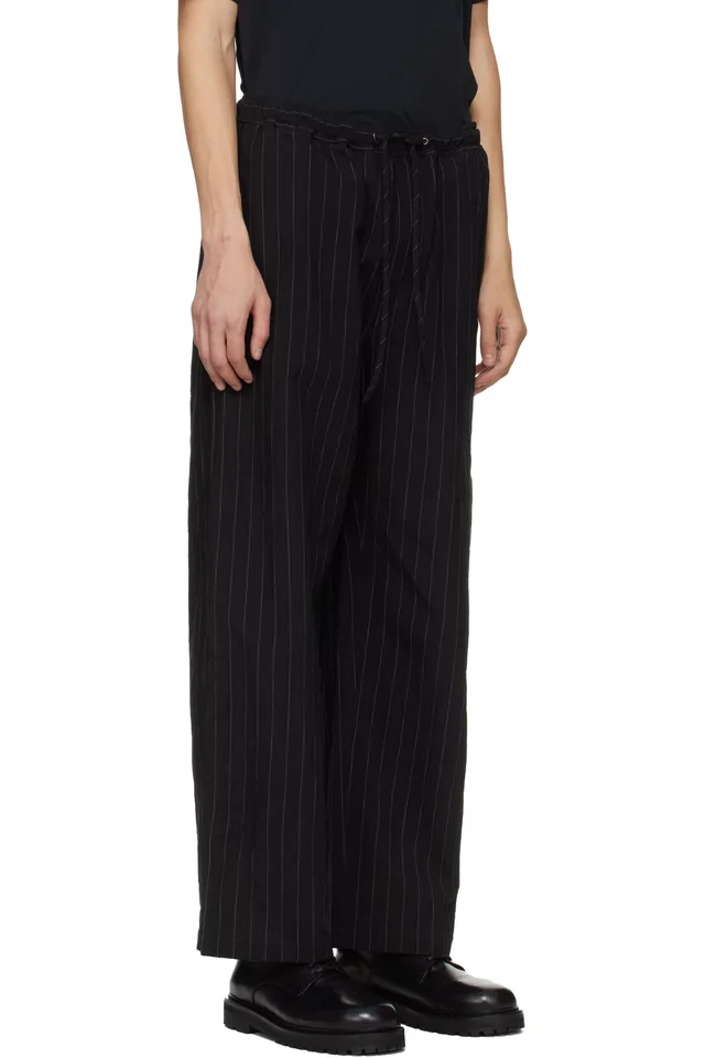 Studio Nicholson Black Sonny Pinstripe Trousers, photo 2 of 4 from SSENSE