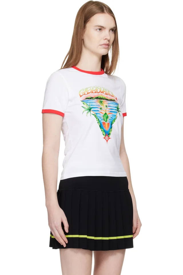 Casablanca White Innocence Triangle Longline Ringer T-shirt, photo 2 of 4 from SSENSE