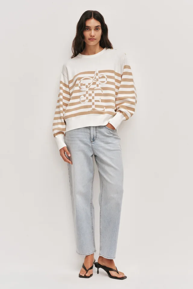 AJE Zara Logo Knit Jumper in White from Aje, photo 1 of 1