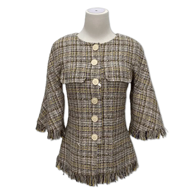 Chanel Fringed Tweed Single-Breasted Jacket size 34 in Tweed from Luxury Promise
