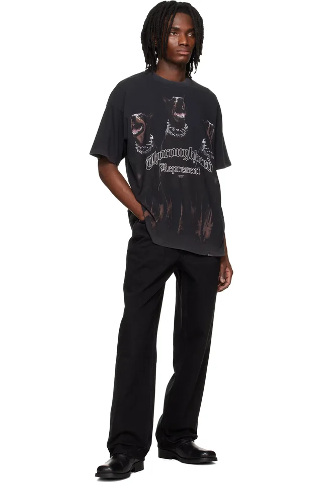 Represent Black 'Thoroughbred' T-shirt, photo 4 of 4 from SSENSE