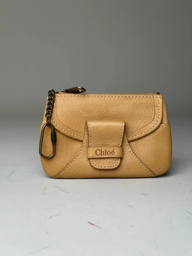 Chloé Vintage Leather Coin Purse Antique Gold Zip Beige in white|neutral Leather from Grailed
