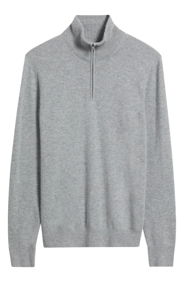 Nordstrom Quarter Zip Cashmere Sweater in Grey, photo 5 of 6 from Nordstrom Rack
