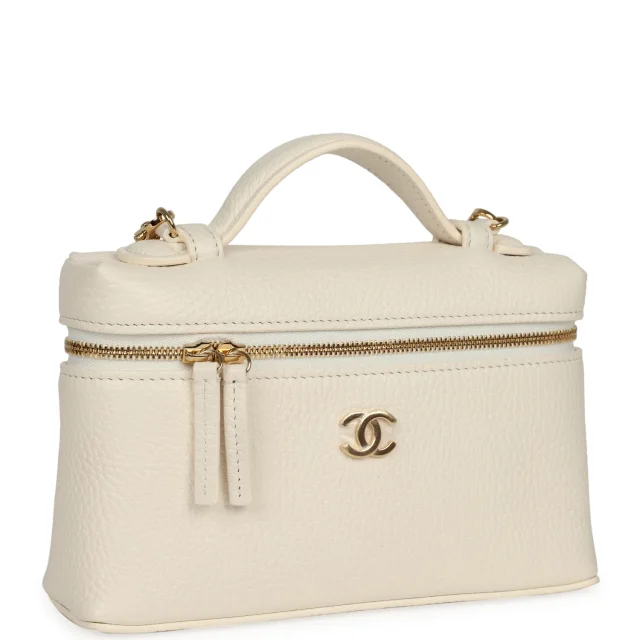 Chanel "Supple" Top Handle Long Vanity Case in White Grained Calfskin from Madison Avenue Couture, photo 2 of 10