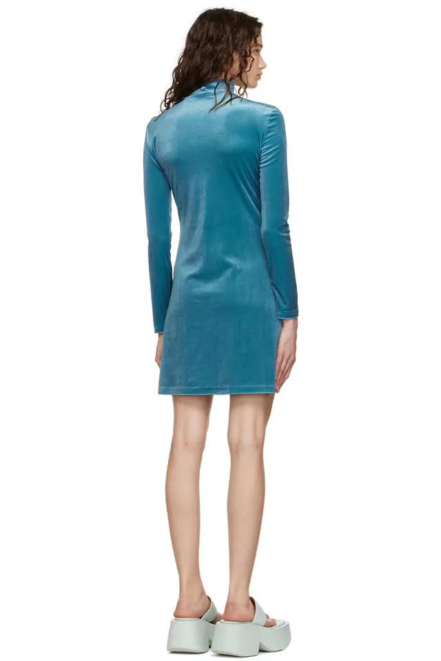 Rokh Blue Mask Mini Dress, photo 3 of 4 from SSENSE