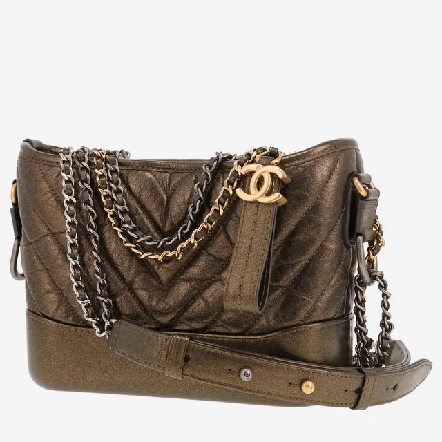 Chanel Gabrielle small crossbody bag in khaki-green quilted leather in Green Leather from Collector Square