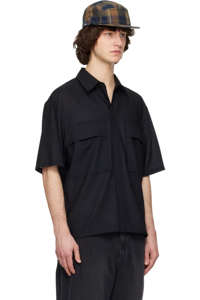 Solid Homme Black Flap Pocket Shirt, photo 2 of 4 from SSENSE