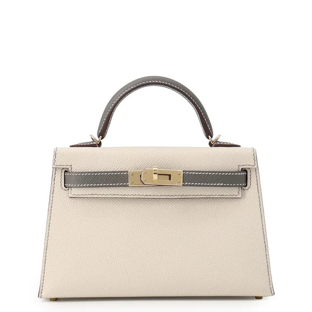 Hermès Mini Kelly 2 SPO Craie/Gris Meyer Epsom in White Epsom leather from GALLERY RARE