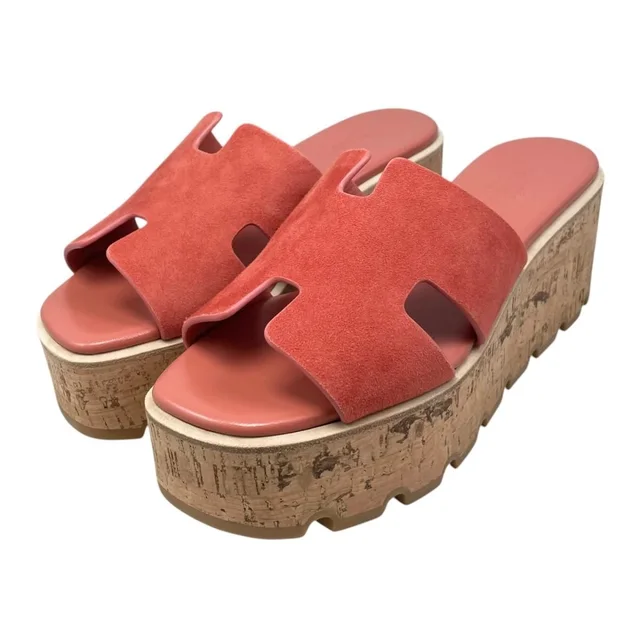 Hermès Sandals Eze Chevre Velours Suede Rouge Tomate in Red Goatskin from The Reluxe