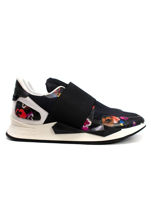 Givenchy Black Floral Runner Sneakers in Black Leather from HEWI