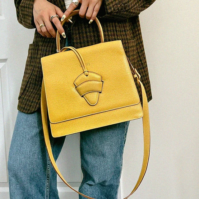 Loewe Barcelona 2-way Bag, Yellow in Yellow Leather from VINTAGE QOO TOKYO