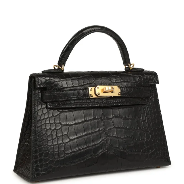 Hermès Kelly Sellier 20 Black Matte Alligator Gold Hardware in Black Exotic from Madison Avenue Couture, photo 2 of 2