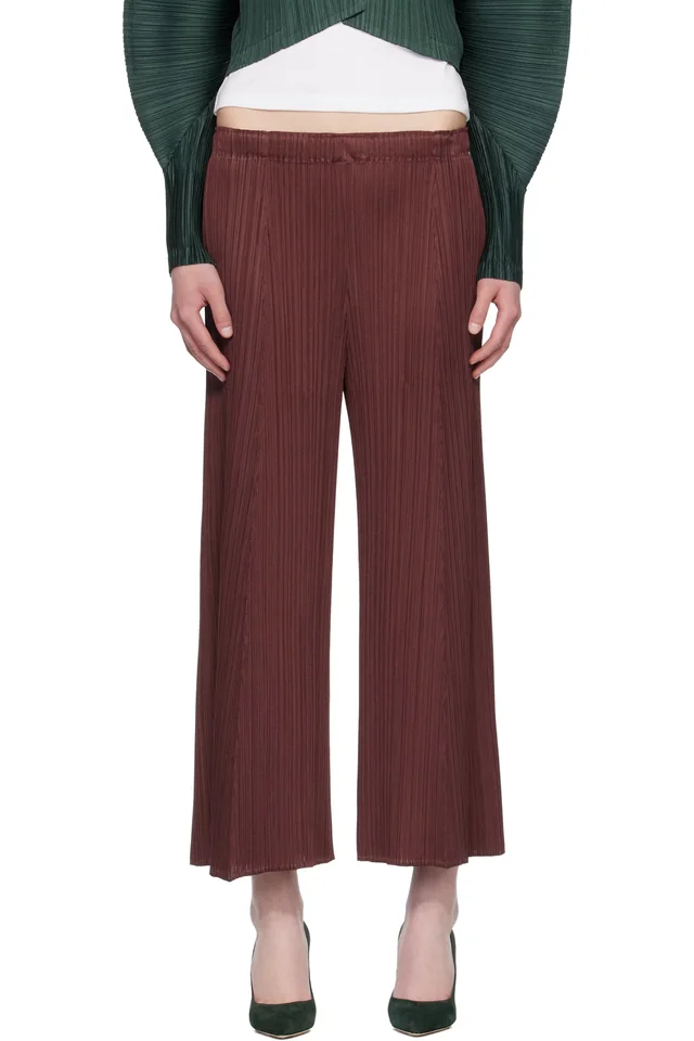 PLEATS PLEASE ISSEY MIYAKE Brown Monthly Colors November Trousers, image 1 of 1 from SSENSE