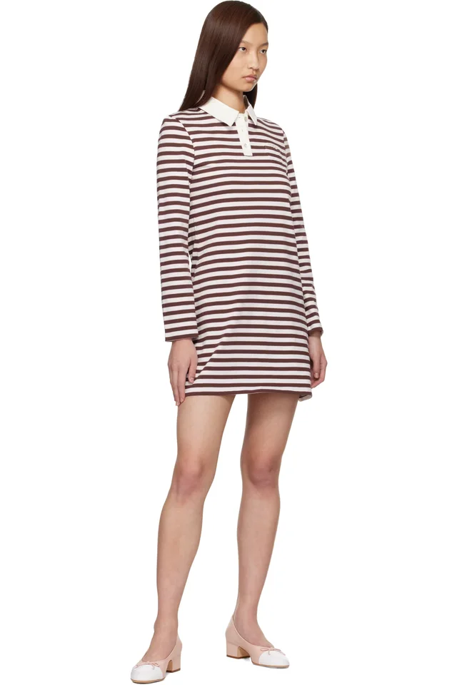 Sandy Liang Off-White & Brown Toto Minidress, photo 4 of 4 from SSENSE