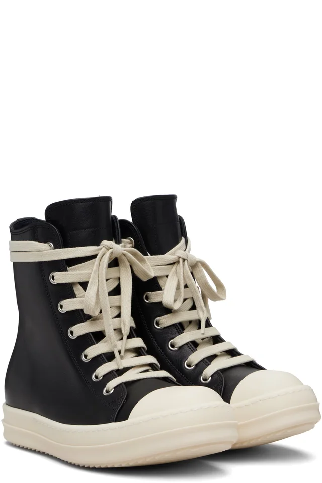 Rick Owens Black Temple Sneakers, photo 4 of 5 from SSENSE