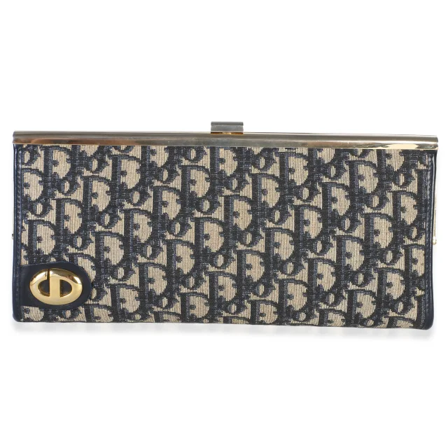 Dior Vintage Blue Diorissimo Canvas Frame Clutch in Blue Canvas from myGemma