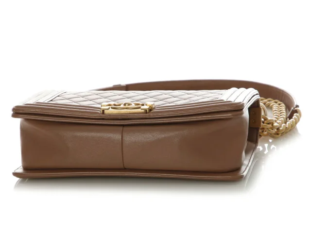 Chanel Old Medium Brown Quilted Lambskin Boy Bag in Brown Lambskin from Ann's Fabulous Finds, photo 6 of 9
