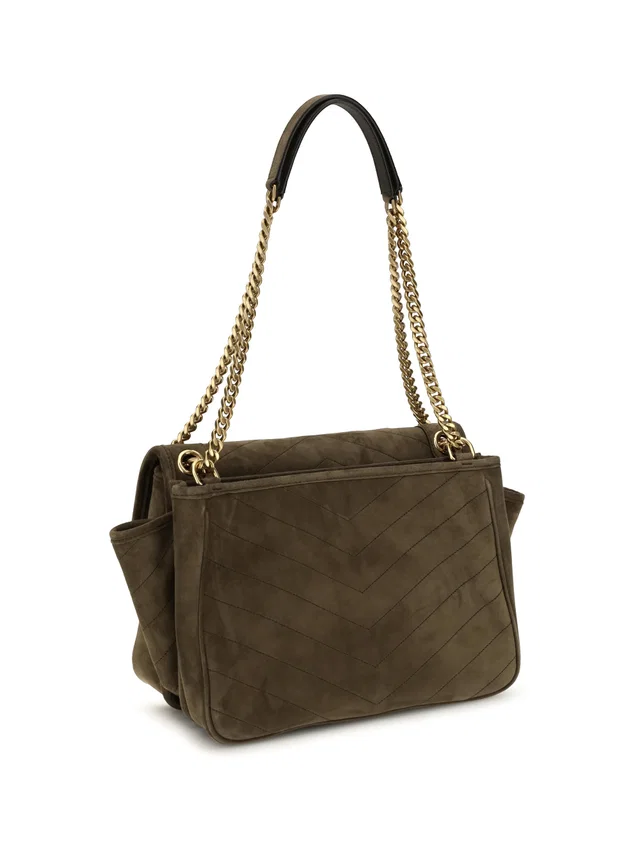 Saint Laurent Niki Tripouch Shoulder Bag — Brown Suede in Brown Suede from HEWI