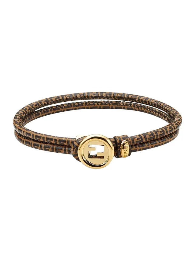 FENDI 'EverRound' Brown Bracelet with FF Plate in FF Motif All-Over in Bronze for Women in Brown 100% Bronze, photo 2 of 4 from Gaudenzi Boutique