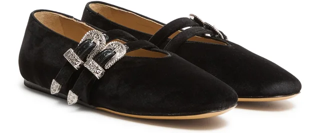 LE MONDE BERYL Claudia ballet flats in Black 100% cotton velvet, photo 3 of 8 from 24S (US)