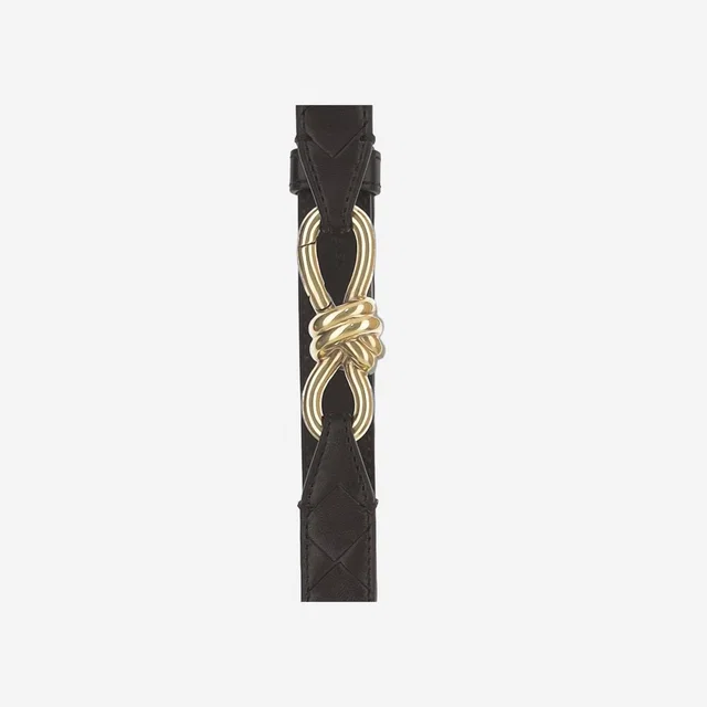 Bottega Veneta Golden Knot Buckle Belt — Brown Leather in Brown Leather from HEWI
