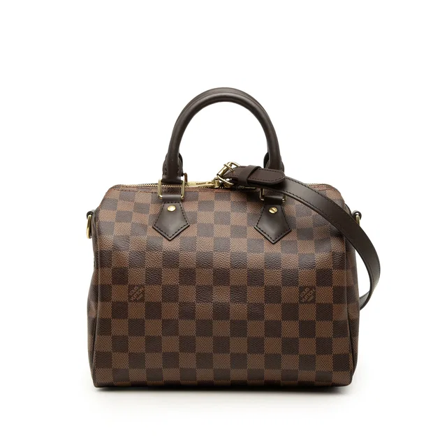 Brown Louis Vuitton Damier Ebene Speedy Bandouliere 25 Satchel in Brown Canvas from Designer Revival