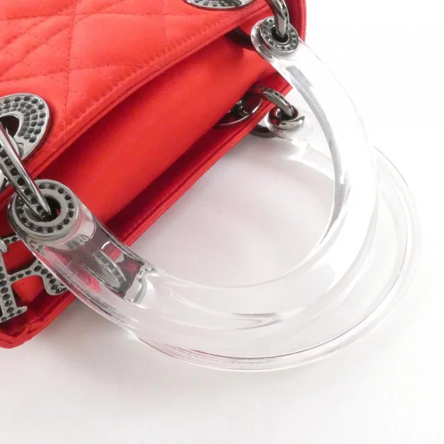 Christian Dior Lady Dior bag in RED+CLEAR(レッド+クリア) / SILVER(シルバー)金具 サテン from KOMEHYO, photo 5 of 8