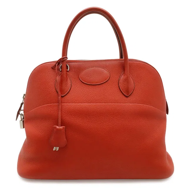 Hermès Bolide 35 Tote Bag Taurillon Clemence Leather Red Silver in Red Clemence leather from The Reluxe