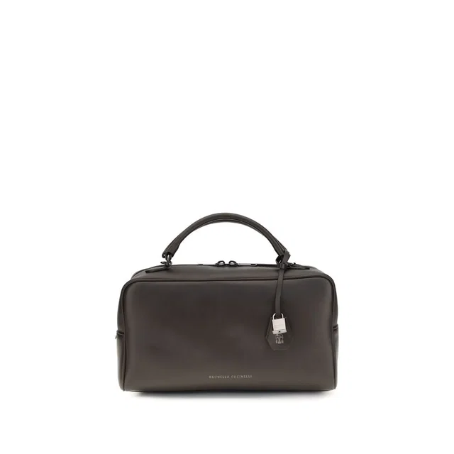 Brunello Cucinelli Brown Calf Leather Bos Taurus Shoulder Bag in Brown Calfskin from HEWI