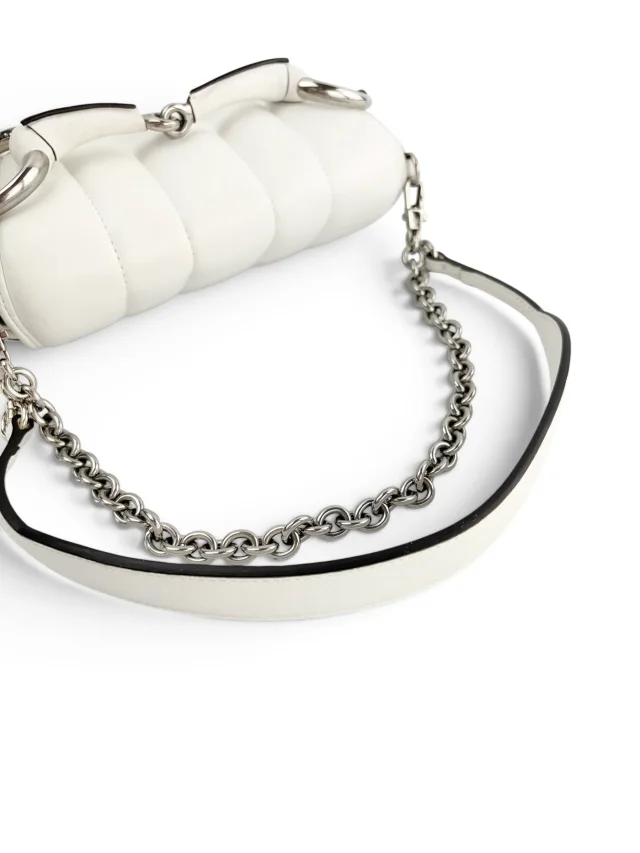 Gucci White Small Horsebit Chain Shoulder Bag in White Lambskin from Season 2 Consign, photo 5 of 9