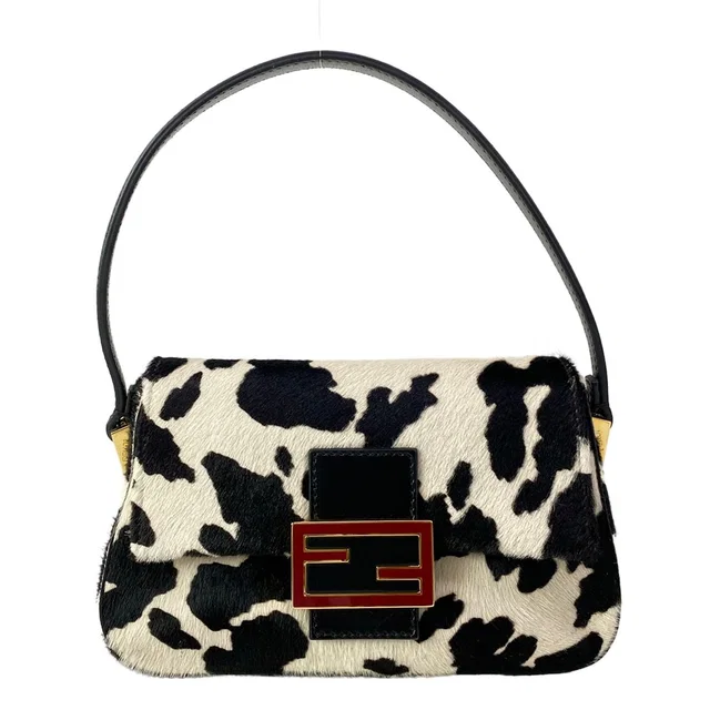 Fendi Shoulder Bag Mamma Bucket White Black Leather in Black Leather from The Reluxe