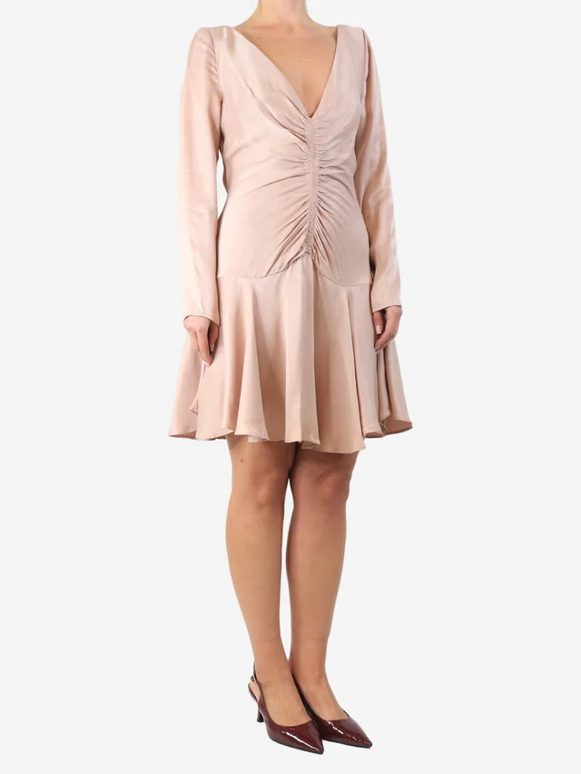 Zimmermann Blush satin ruched mini dress - size UK 12 in Pink Satin from Sign of the Times
