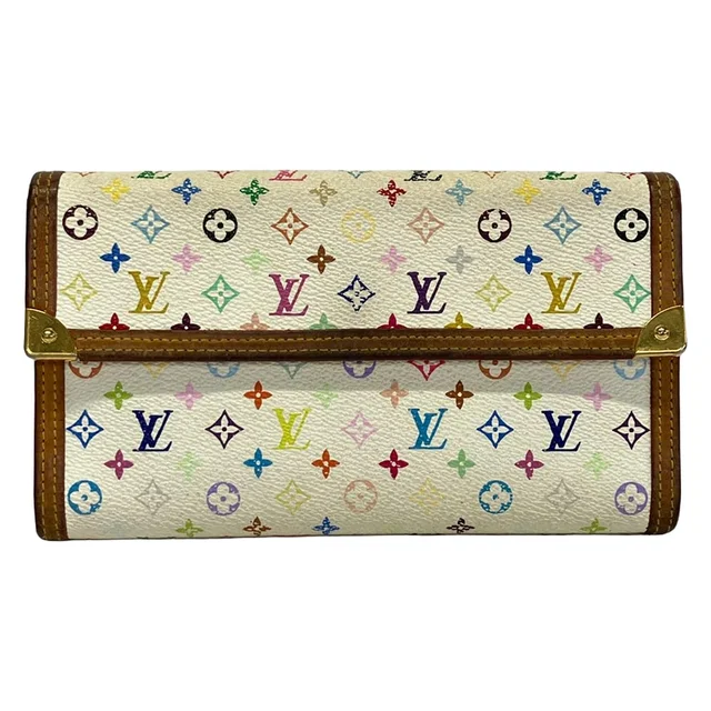 Louis Vuitton Wallet Monogram Multicolor Porte Tresor International Blanc in White Canvas from The Reluxe