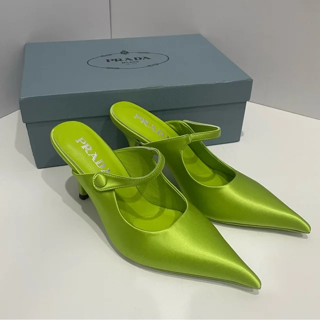 Prada Satin High Heels in green Satin from Poshmark