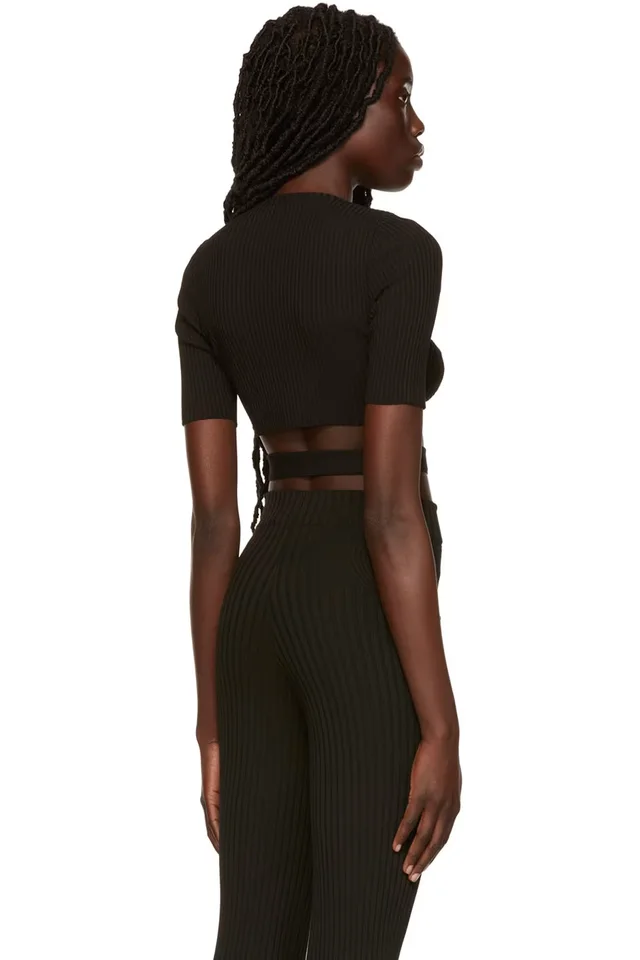 ANDREĀDAMO Black Cropped Sweater, photo 3 of 4 from SSENSE