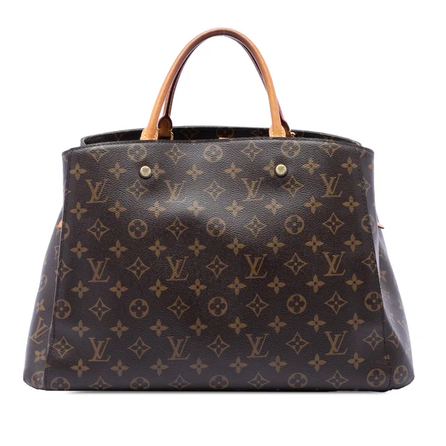 Brown Louis Vuitton Monogram Montaigne GM Satchel in Brown Coated canvas from Designer Revival