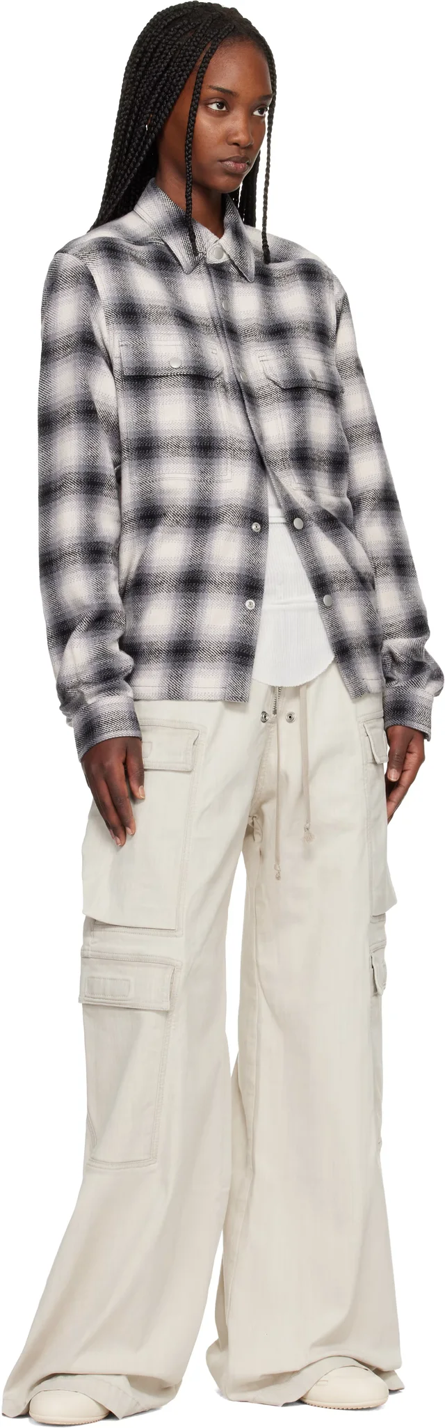 Rick Owens DRKSHDW Gray Temple Cropped Outershirt, photo 4 of 5 from SSENSE