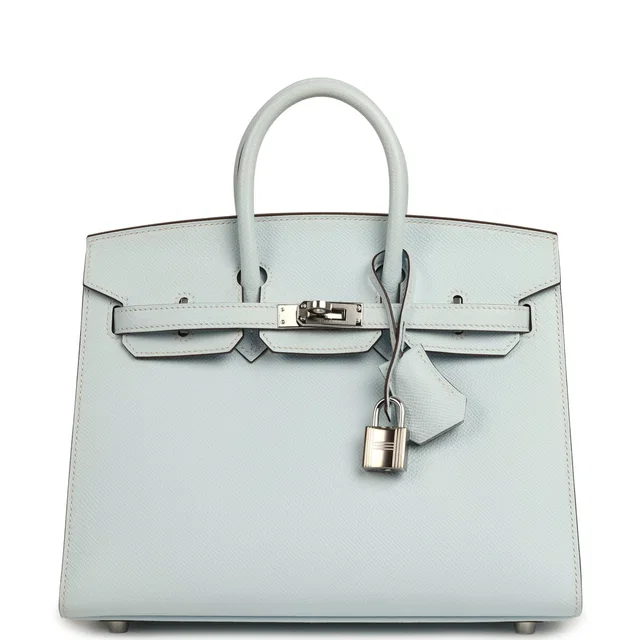 Hermès Birkin Sellier 25 Bleu Brume Epsom Palladium Hardware in Blue Epsom leather from Madison Avenue Couture