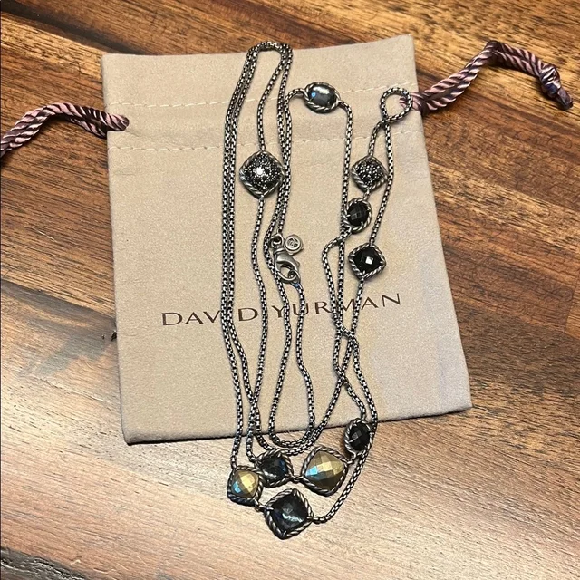 David Yurman Chatelaine Diamond, Onyx And Gold Station Necklace in silver|gray|gold from Poshmark