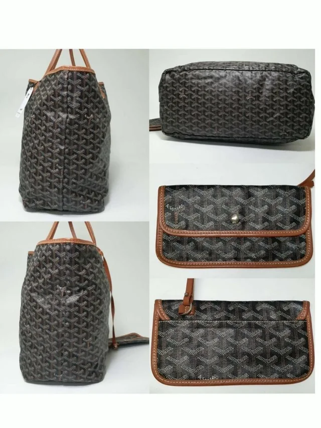 Goyard St Louis Gm Tote Black Tan Chevron Canvas Large Designer Bag in black|brown|neutral Canvas from Poshmark, photo 4 of 11
