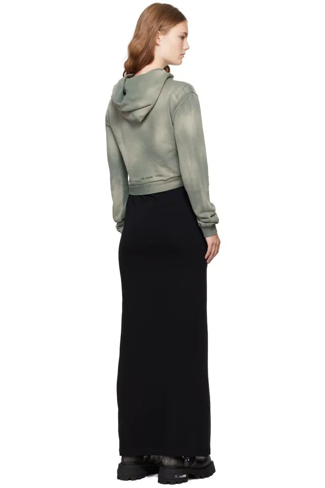 We11done Green & Black Layered Hoodie Dress, photo 3 of 4 from SSENSE