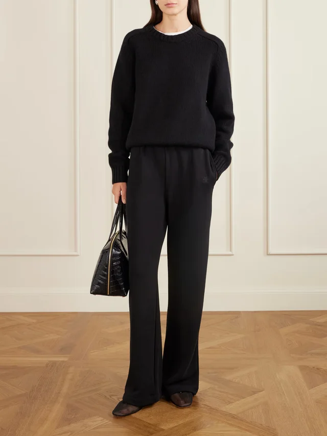 ÉTERNE Embroidered cotton and modal-blend jersey sweatpants in Black, photo 2 of 2 from NET-A-PORTER (Canada)
