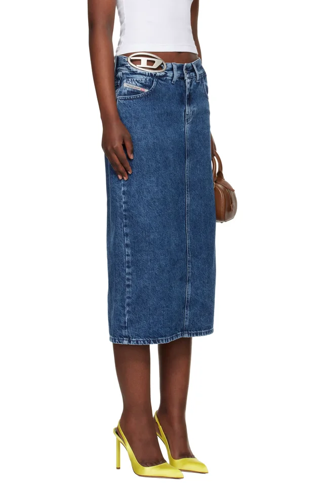 Diesel Blue De-Skye-S1 Denim Midi Skirt, photo 2 of 3 from SSENSE
