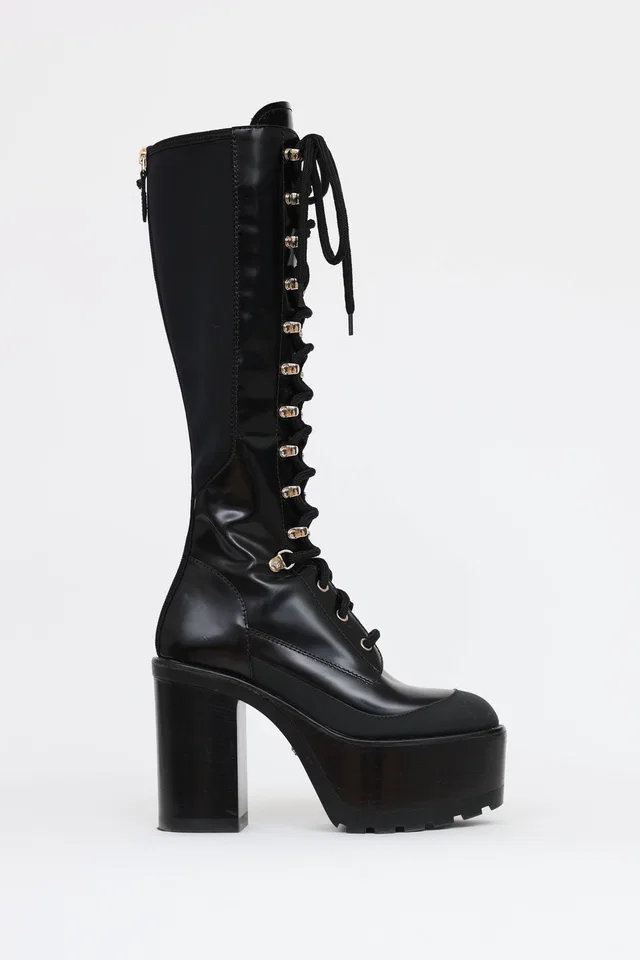 Versace Laceup Platform Boot in Leather from VSP Consignment