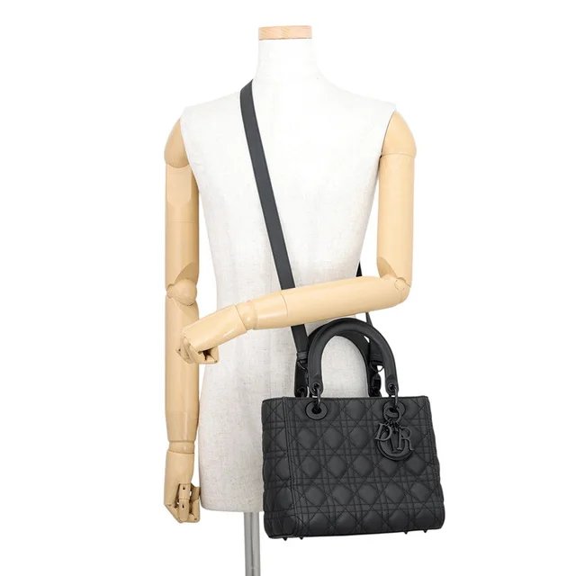Lady Dior Canage BlackM0565SLOI_M989 Ultra Matte Calf Leather Size Medium in Calfskin from GALLERY RARE, photo 2 of 2