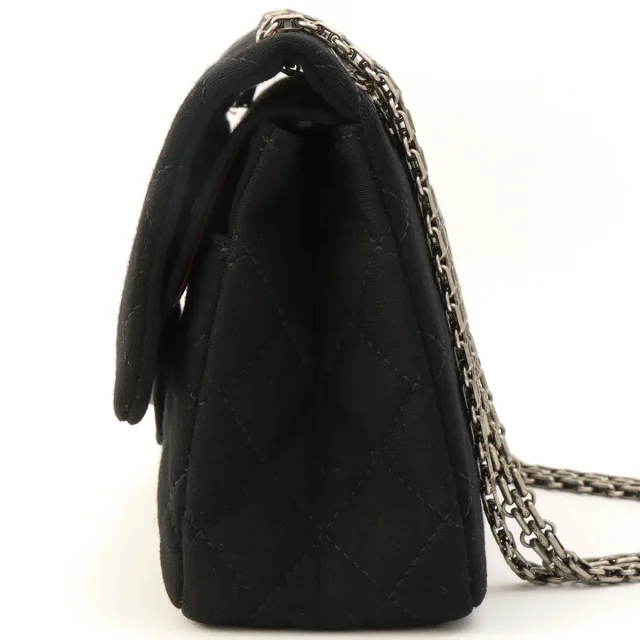 Chanel Around 2009 cotton double flap 2.55 chain shoulder bag Black from VINTAGE QOO TOKYO, photo 4 of 14