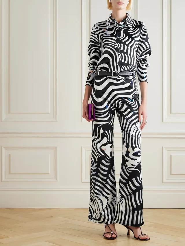 MARY KATRANTZOU Alcott zebra-print satin blouse in Black, photo 2 of 2 from NET-A-PORTER (Canada)